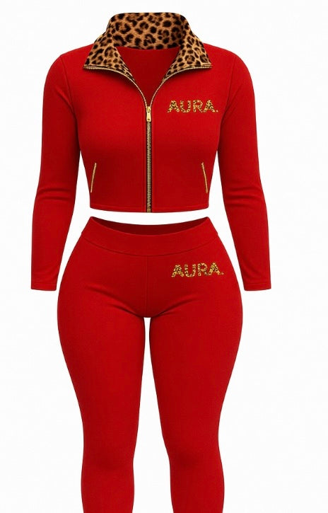 Aura Luxe Reversible Lounge – Crimson / Cheetah
